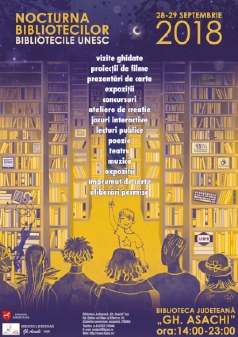 Programul evenimentului Nocturna Bibliotecilor la Biblioteca Nationala, 28 septembrie 2018, intre orele 18:00-22:30