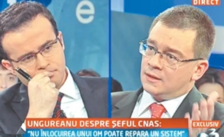 Rating record al Antenei 3, la "meciul" in care premierul Ungureanu l-a facut K.O. pe moderatorul Gadea: 1 milion de telespectatori 
